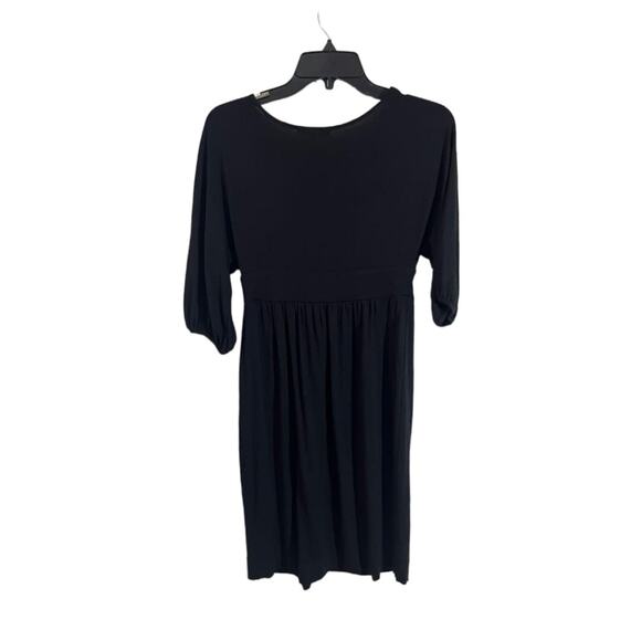 Vince Faux Wrap Shift Dress Women's Size S Black Dolman 3/4 Sleeve - Picture 2 of 7